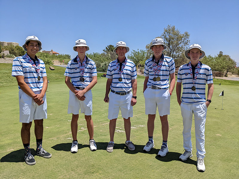 Left to right, Aydan Muro, Riley Morris, coach Chad Morris, Logan Morris and Beau Barker. Not shown Sam Biad and assistant coach Cody Correa.