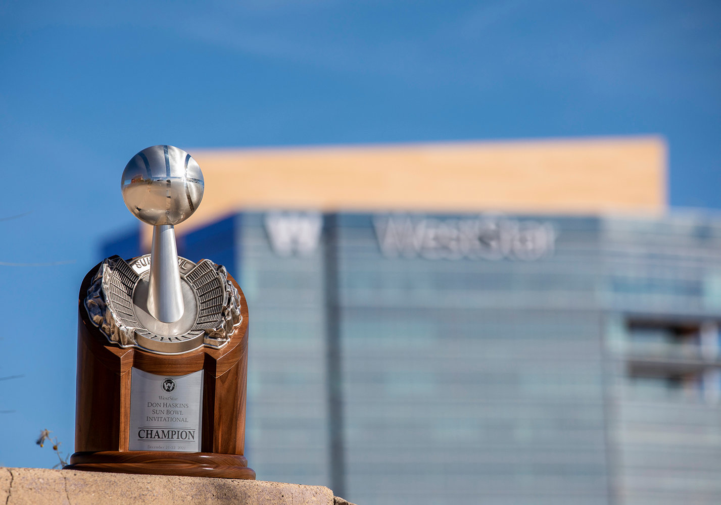 Trophy of the 60th Annual WestStar Don Haskins Basketball Invitational, December 22, 2021, in El Paso, TX. Photo by Ivan Pierre Aguirre/Sun Bowl Association