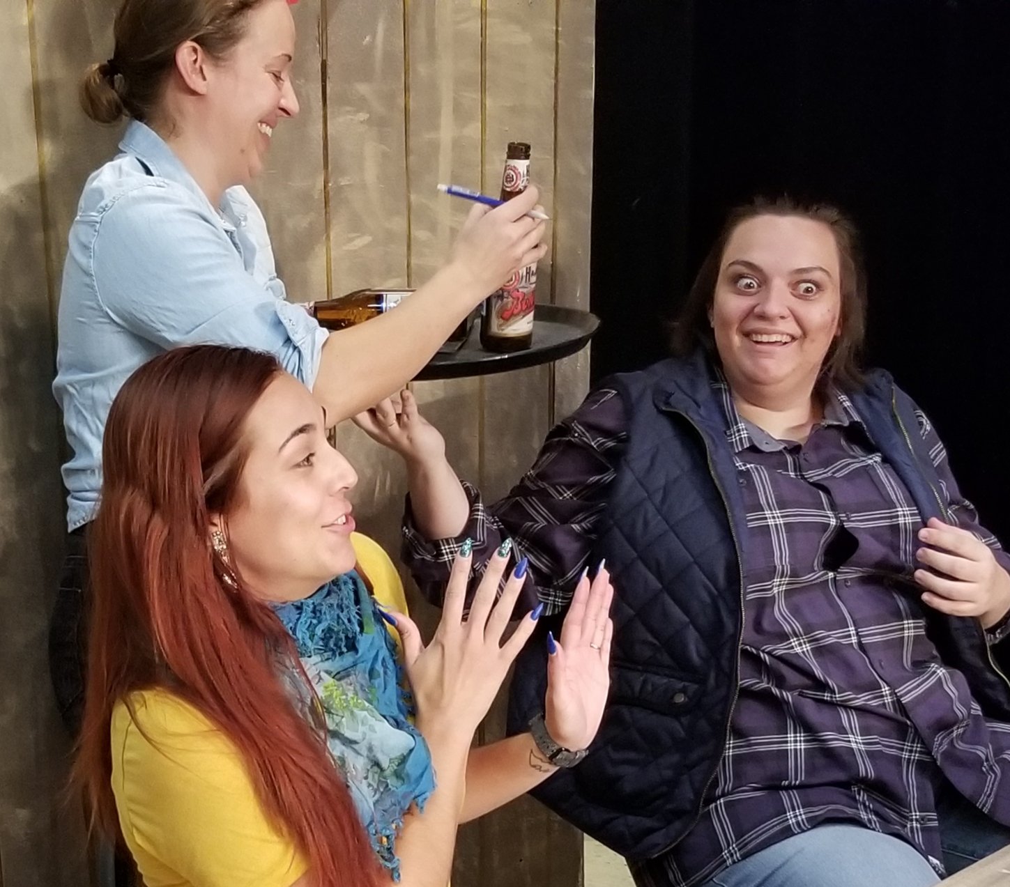 Las Cruces Community Theatre produced “Almost, Maine” last October. The cast included, left to right, Rhiannon Michelle Hardin, McKensi Alexis Cabot (standing) and Melis Derya White.