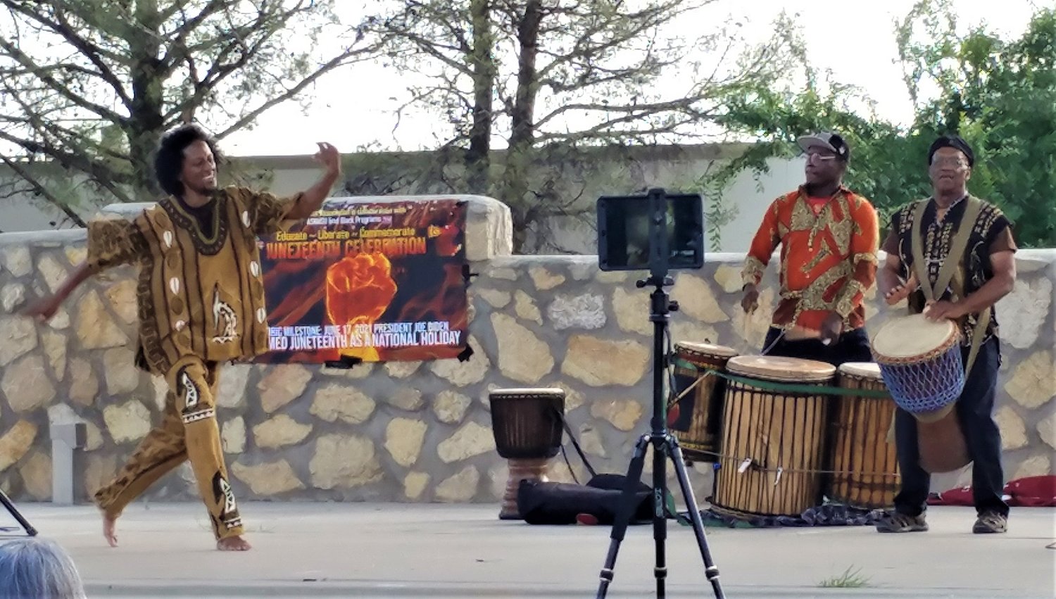 Members of the Wontanara of Santa Fe perform during the Juneteenth celebration held June 17 at Corbett Center on the NMSU campus.