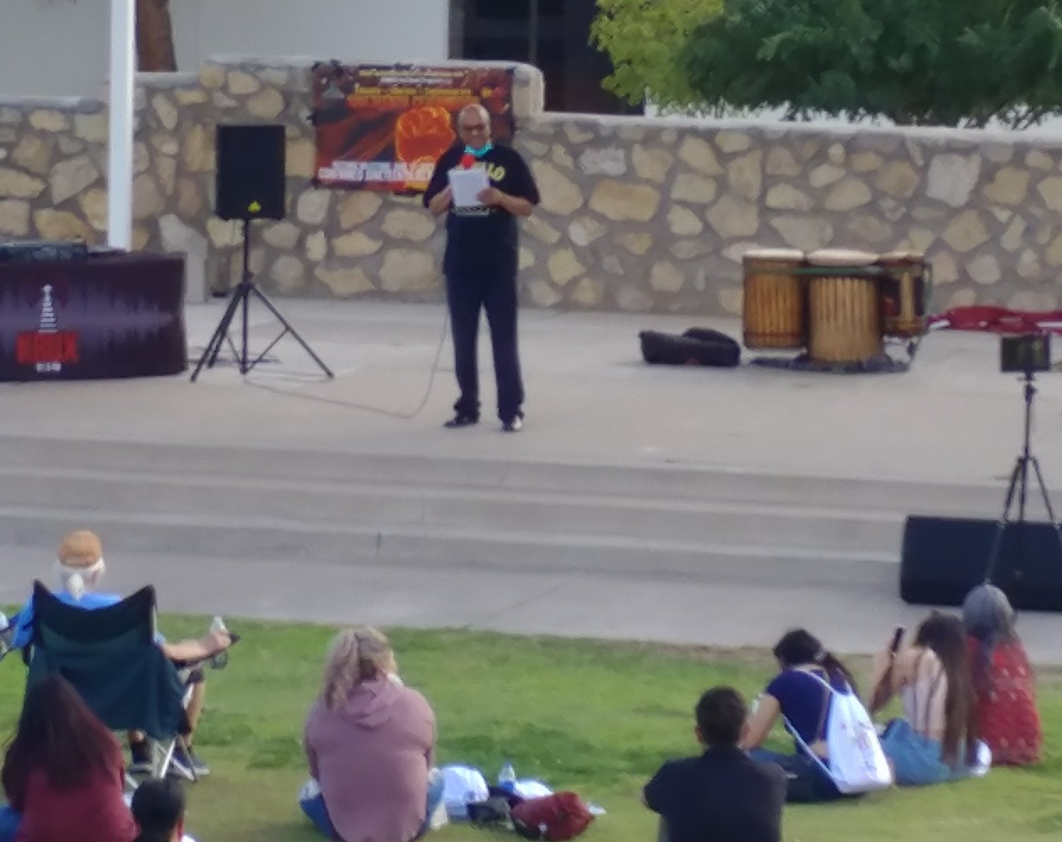 NMSU general counsel Roy Collins III speaking at the June 17 Juneteenth celebration at NMSU.
