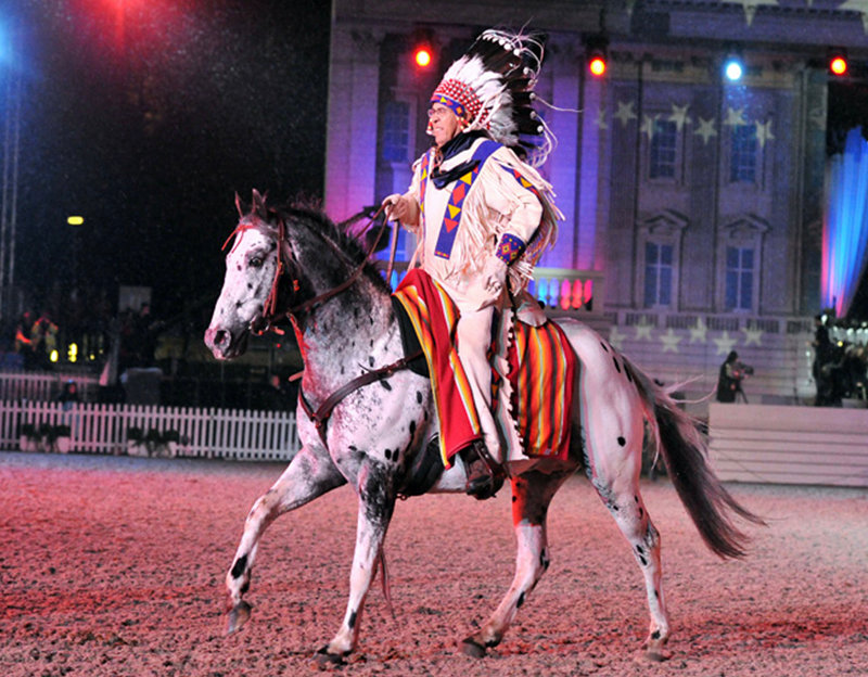 Anthropology Professor Don Pepion on horseback represented the Blackfeet Nation at the Diamond Jubilee of Queen Elizabeth II. Pepion joined hundreds of Indigenous groups from around the world to perform and participate in the event celebrating the 60th anniversary of the queen’s reign in 2012.