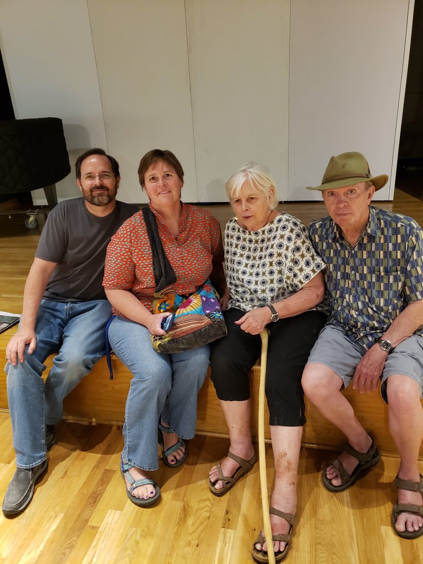 Nicole with brother Curtis Ewing, left, and parents Sharon and Carl Ewing at the Wisdom of Trees and Thorns and Spikes art quilt exhibition at the Branigan Cultural Center.