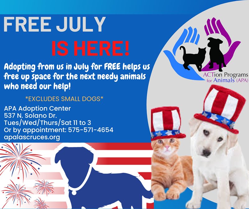 ACTion Programs for Animals free adoption in July.