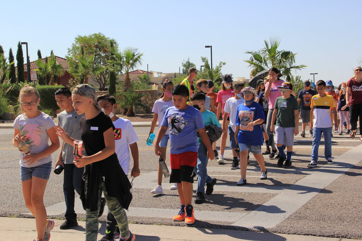 Students from Sonoma Elementary walking to
school.