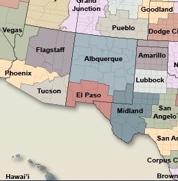 The National Weather Service’s El Paso region includes southwest New Mexico and far west Texas.