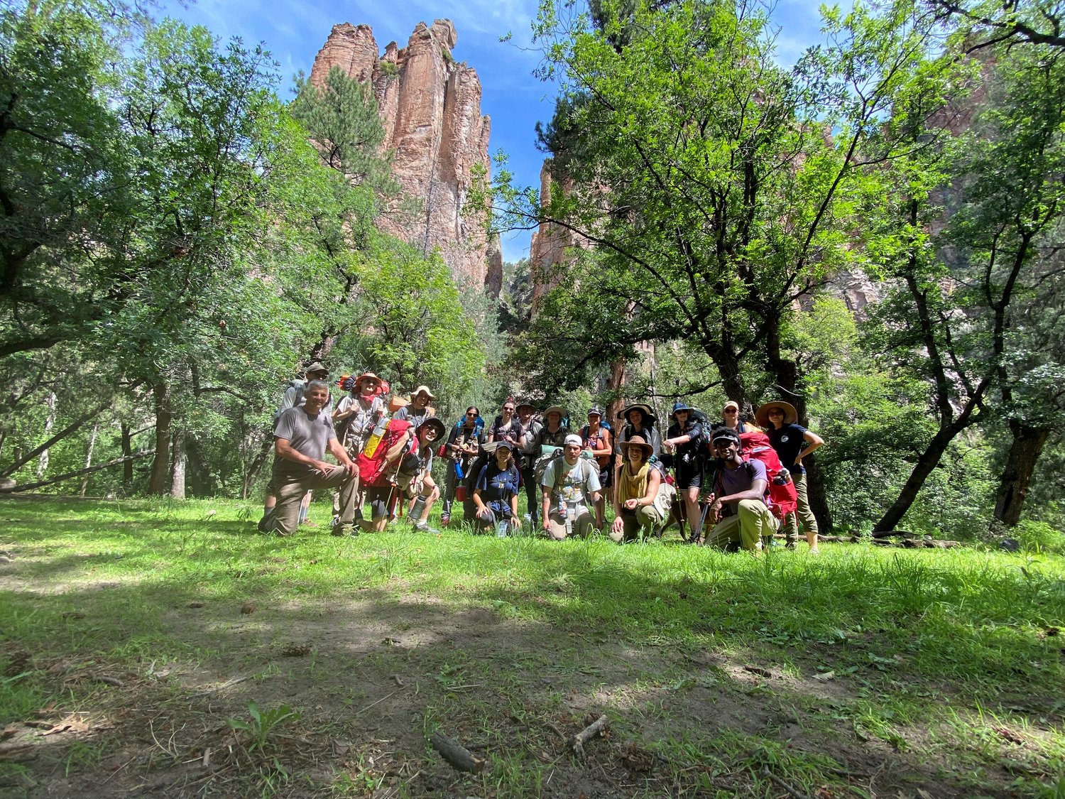 NMSU film students and Gila Film School crew in the Gila Wilderness in July.