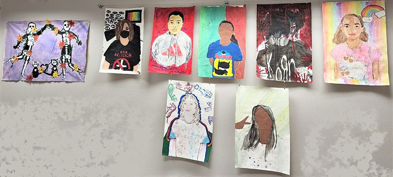Some of the student art currently on display at the Doña Ana Arts Council.