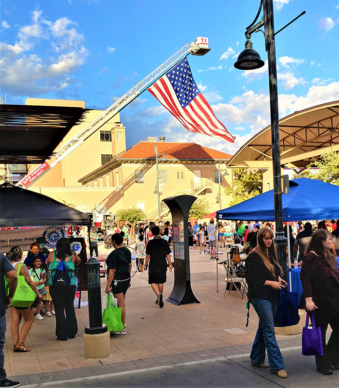 The Las Cruces Fire Department and its giant American flag were part of Las Cruces National Night Out on Main Street downtown Aug. 2.