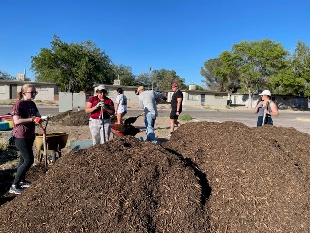Seidel Engineering Leadership Institute students set out to move 12 cubic yards of garden soil to revitalize the New Mexico State University Community Garden.