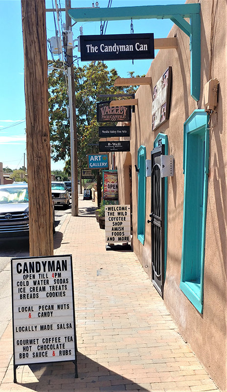 The Candyman Can and Wild Coyotee on Calle de Guadalupe on the historic Mesilla Plaza.