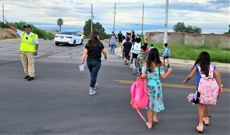 A Las Cruces Public Schools Safe Routes to School walk to Hermosa Heights Elementary School.