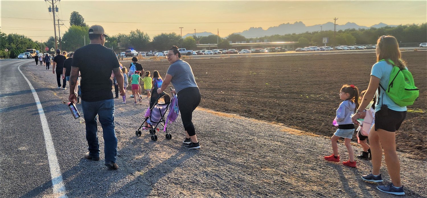 Photos are courtesy of Ashleigh Curry, Las Cruces Public Schools Safe Routes to School program
A Las Cruces Public Schools Safe Routes to School walk to East Picacho Elementary School.