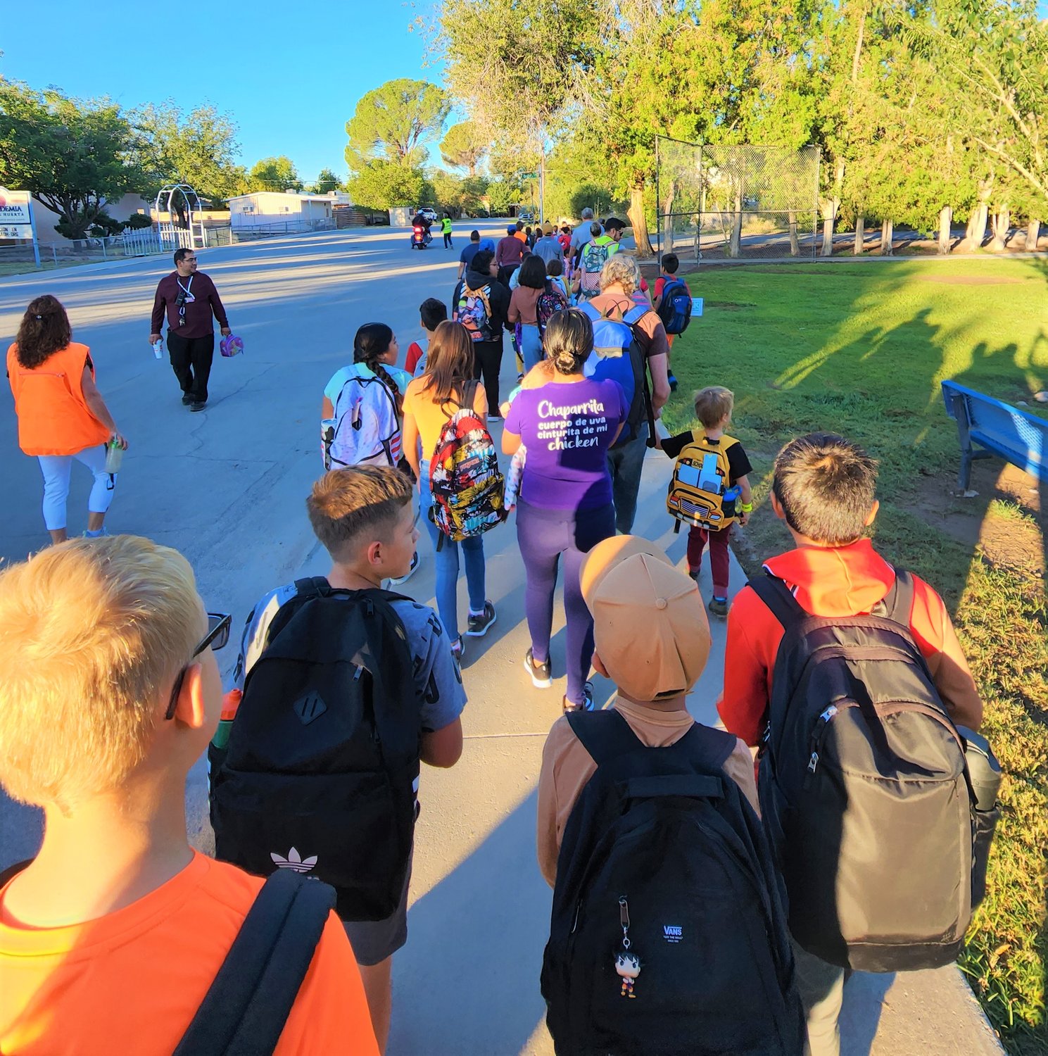 Mesilla Park Elementary School’s Sept. 22 International Walk to School Day Celebration included hundreds of students, staff members, parents and visitors, including Las Cruces Public Schools Foundation members Greg Smith, Grady Oxford and Stacie Allen.