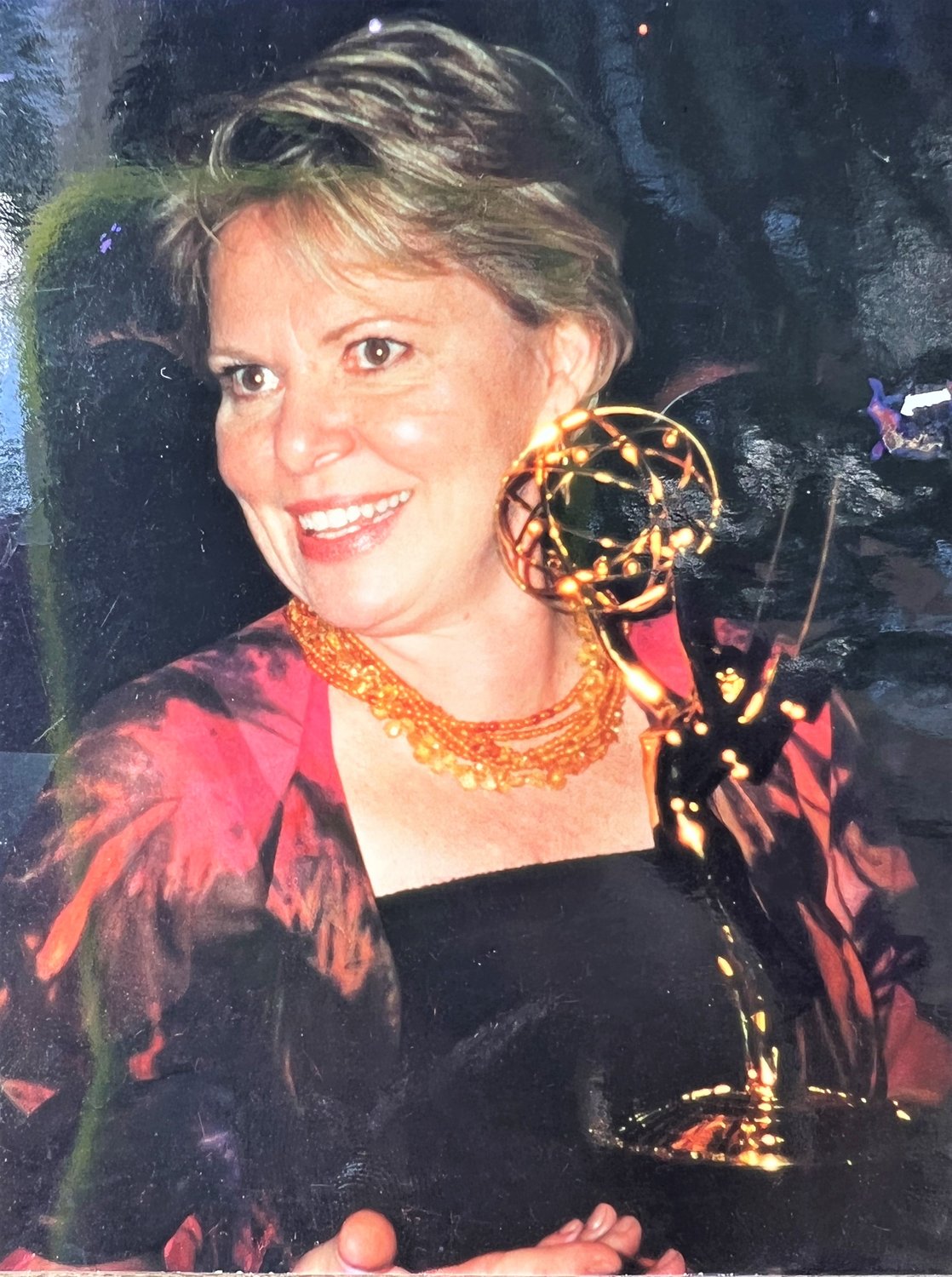 Helen Hiatt with the Emmy Award she won in 2001