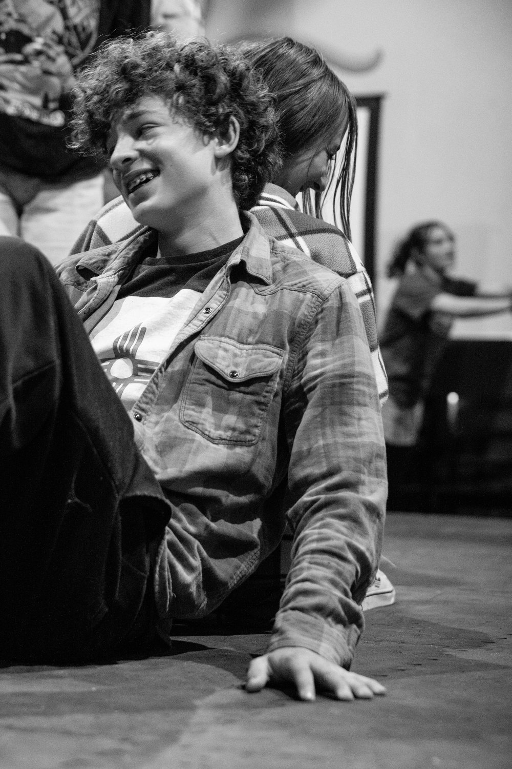 Dominic Rasmussen, left, and Dara Werber, right, in rehearsal for Romeo and Juliet. These two young actors play the titular roles.