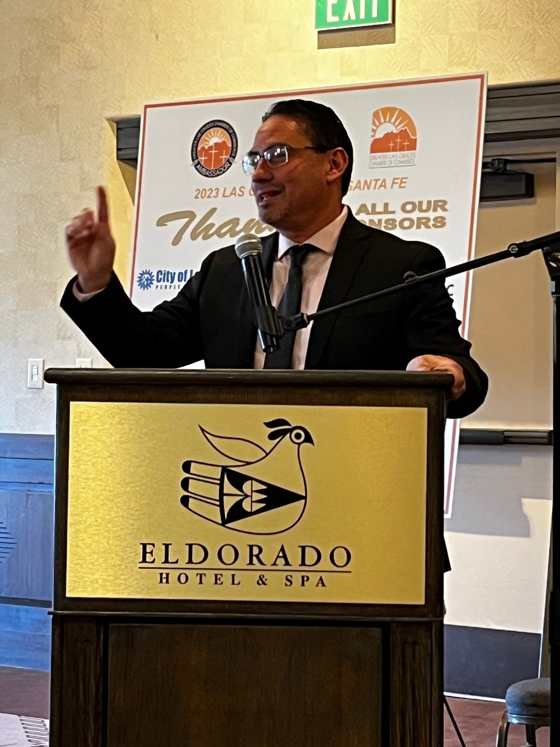 Lt. Gov. Howie Morales addressed the crowd at a breakfast meeting Monday, Jan. 30.
