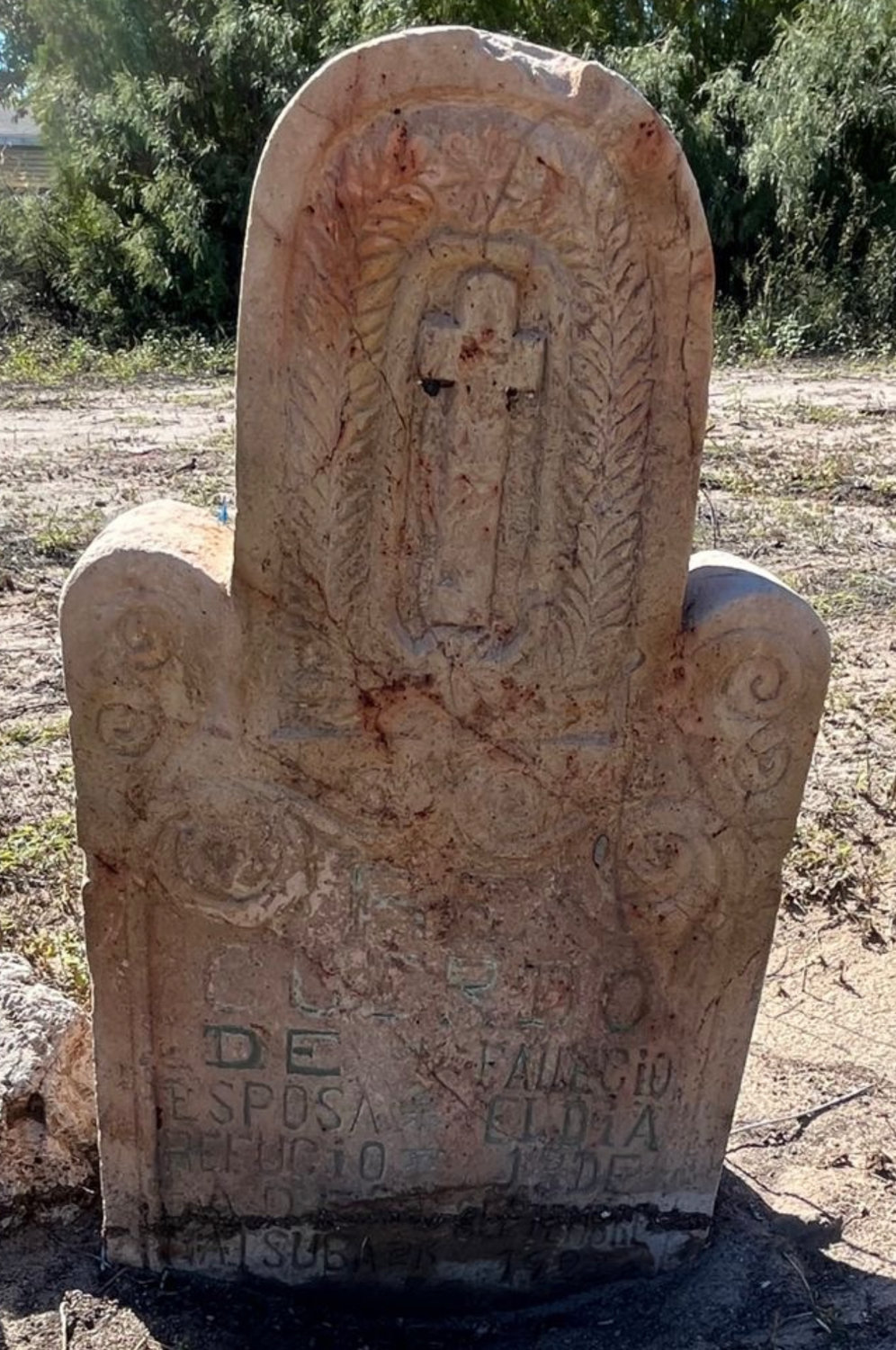 One of the gravestones at Picacho Cemetery.