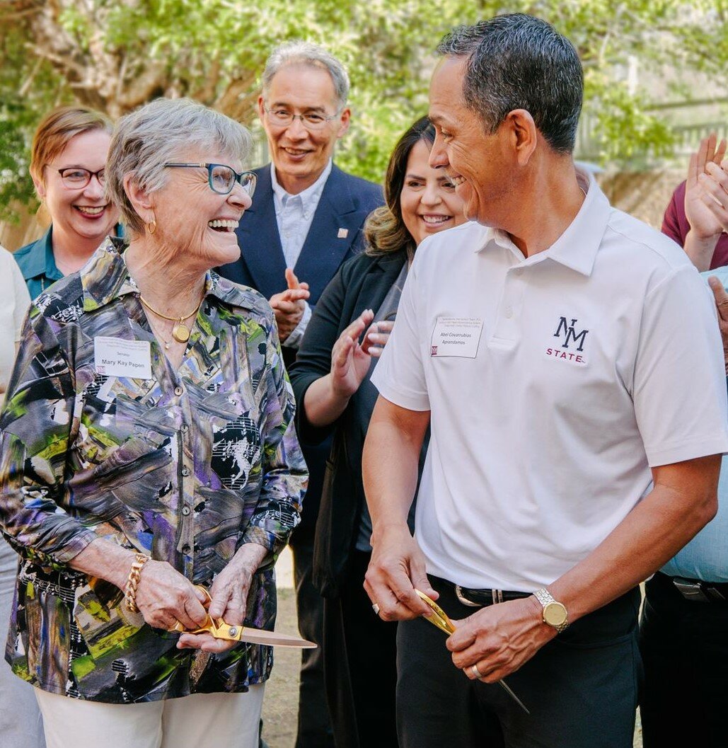Former New Mexico State Sen. Mary Kay Papenand Aprendamos founder and CEO Abel Covarrubias cut the ribbon for the Papen-Aprendamos Autism Diagnostic Center.