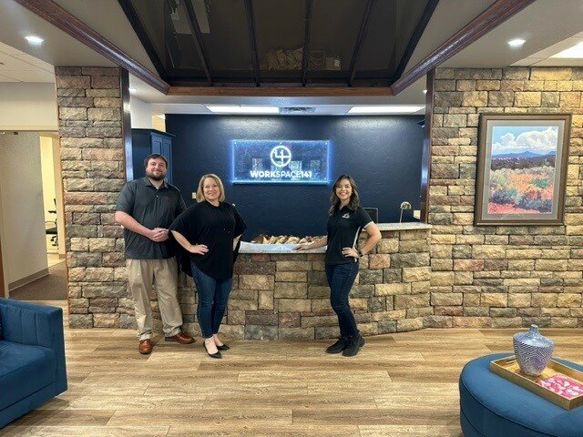 Left to right at Workspace 141 are General Manager Connor Pieratt, co-founder Amy Hummer and Member Coordinator Alysha Garcia.