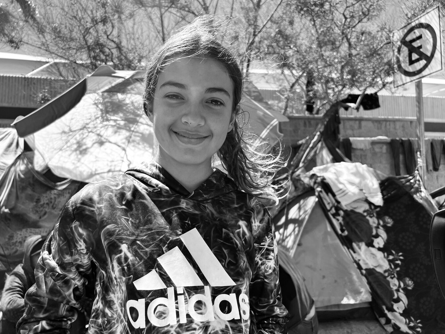 Ana, 16, from Venezuela, on a street in Juarez.