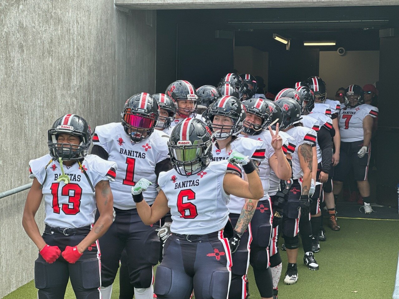 The New Mexico Banitas wait to come on the field before the Women’s Football Alliance (WFA) Division III American Conference National Championship game July 21 in Canton, Ohio.