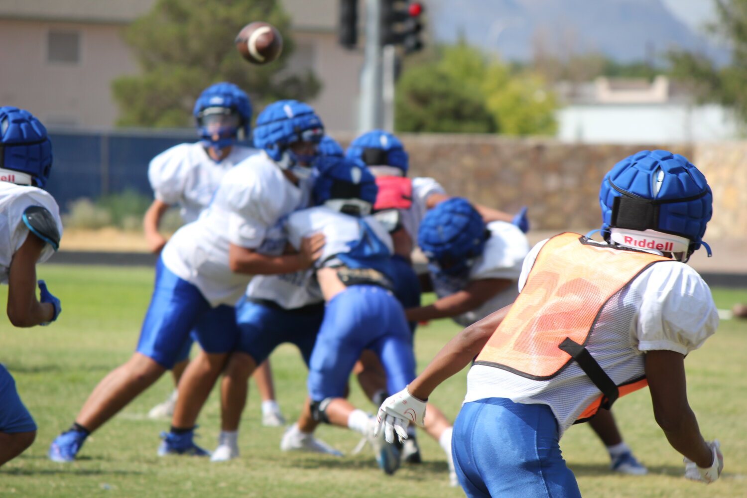 Las Cruces High School practiced Monday, Aug. 14, in preparation for their opening game 7 p.m. Friday, Aug. 19, at the Field of Dreams against Volcano Vista. LCHS had a rare down year last year, finishing 2-7, but 8th-year Head Coach Mark Lopez is hoping the Bulldawgs return to the form of 2021, when they made the state semifinals. The Bulldawgs are ranked No. 8 in Class 6A heading into the season. The annual LCHS-Mayfield rivalry game this year is 7 p.m. Friday, Sept. 15, and District 6A-3/4 play begins the following week on Sept. 22.