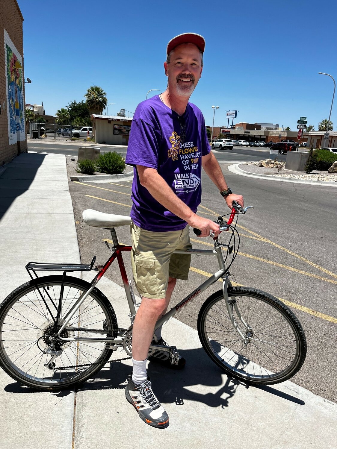 Bulletin editor and publisher Richard Coltharp on July 1, the day he donated his 36-year-old Panasonic Mountain Cat mountain bike to the Hub in Las Cruces. In early October, the bicycle resurfaced, having found a new owner in town.