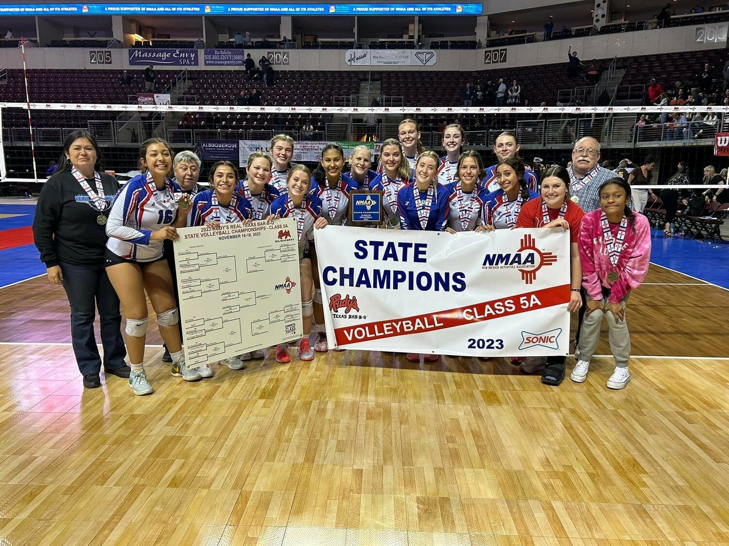 The Las Cruces High School Bulldawg volleyball team capped off an amazing 26-2 season by winning the Class 5A state championship Nov. 18 in Albuquerque. The No. 1-seeded Bulldawgs won three of four matches in the championship tournament, finishing by defeating Cibola 3-1.