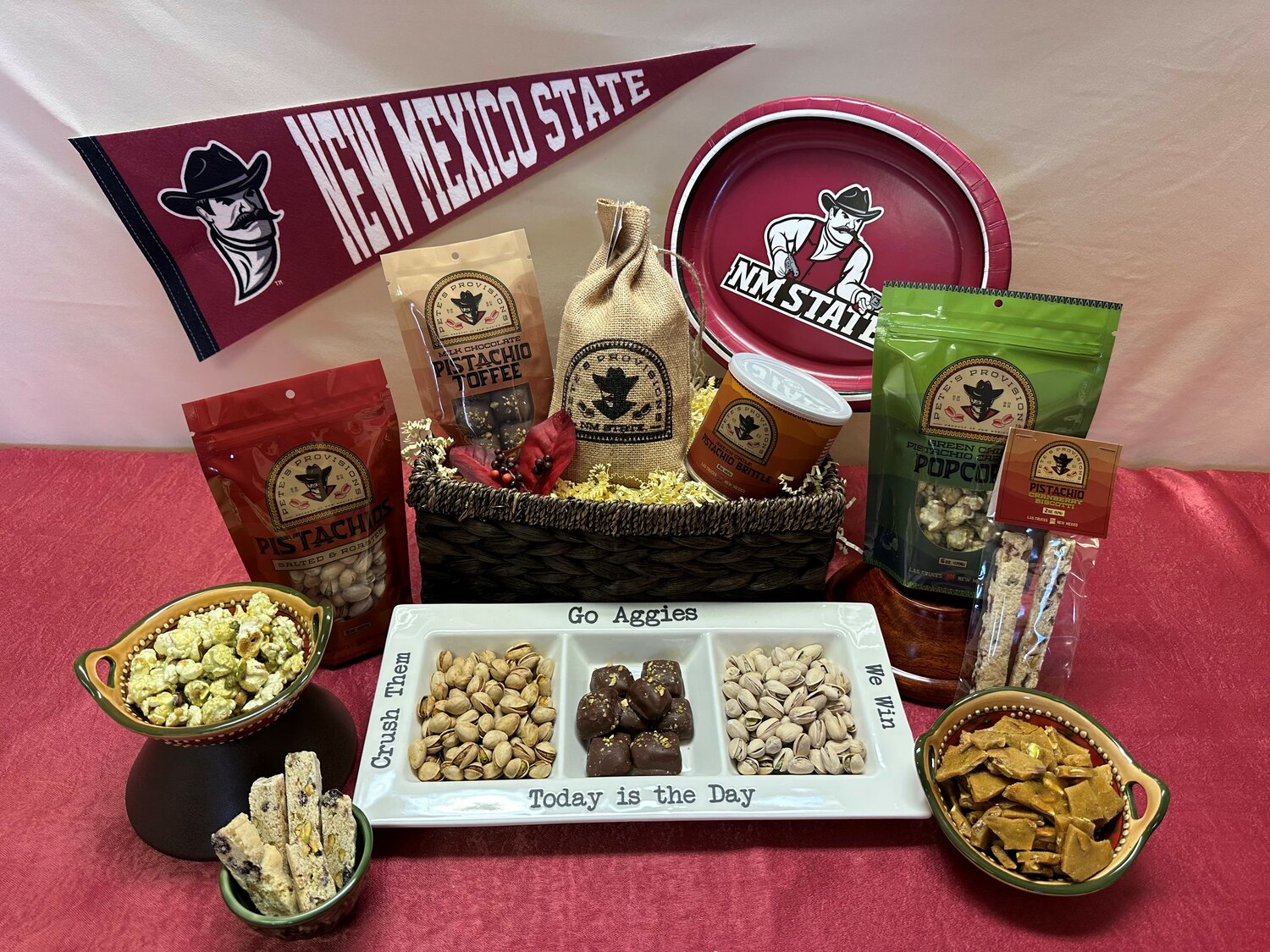 Heart of the Desert Pistachios & Wines is collaborating with New Mexico State Athletics for the first time to create a mix of farm fresh New Mexico pistachios named "Pete's Provisions."