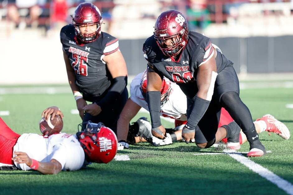 The Aggie defense bent, but didn’t break Saturday, Nov. 25, as NMSU defeated Jacksonville State 20-17 on a last-second field goal in Aggie Memorial Stadium. The Aggies will play 5 p.m. Friday, Dec. 1, in Lynchburg, Virginia, for the Conference USA championship against Liberty.