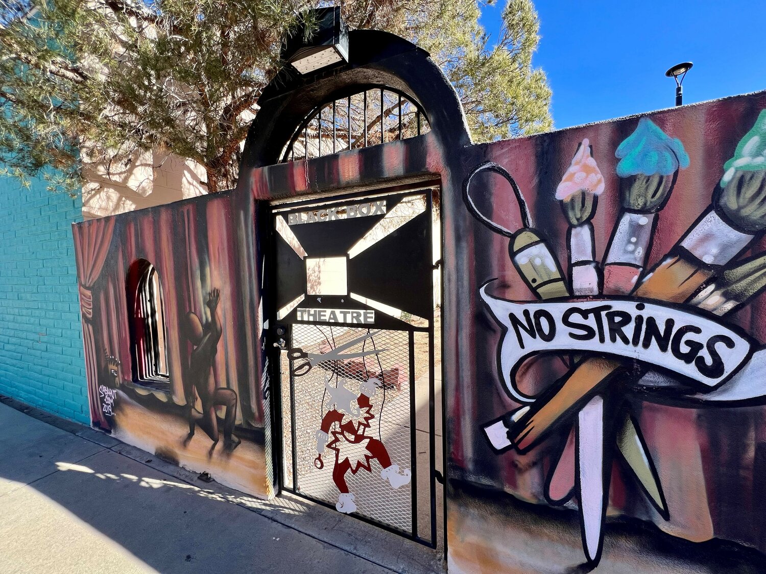 The Black Box Theatre’s courtyard entrance, downtown Las Cruces, seen on Jan. 15.