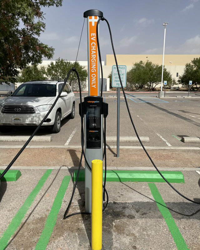 A charging station at the Las Cruces Convention Center is seen in a 2022 file photo.