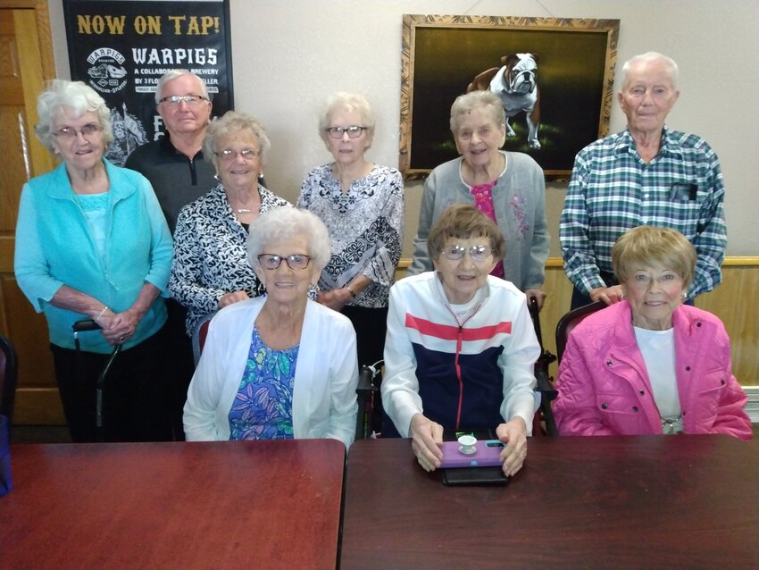 The of '53 attendees Class are front row from left to right Dolly (Fredrickson) Upsahl, Joanie (Stockmo) Ring and Audrey Cordes. Back row are Norlene (Lawson) Josephson, Dewey Thompson, Dorothy (Satren) Thompson, Carolyn (Thompson) Nickell, Carly (Carlson) Johanson and Wesley Larson.  Missing classmates are Jerry Kyllo, Dexter Henschel and Kathryn (Anderson) Wright. Out of a class of 30 back in 1953, there are 12 remaining classmates.