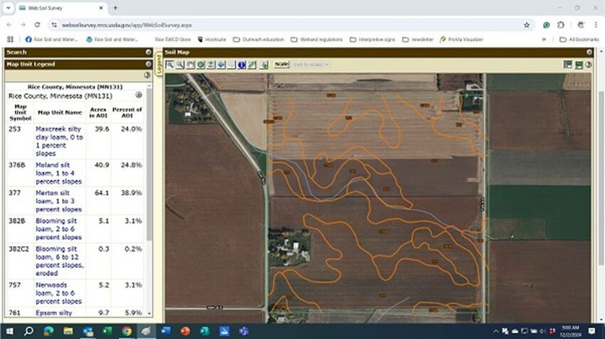 A soil map created online with the Web Soil Survey tool.