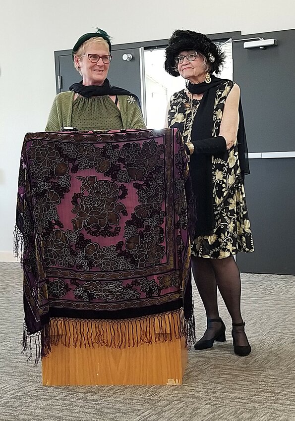 Planners and hosts of St. Luke's tea party, Sharon Buck and Karen O'Reilly "Dressed to a Tea"