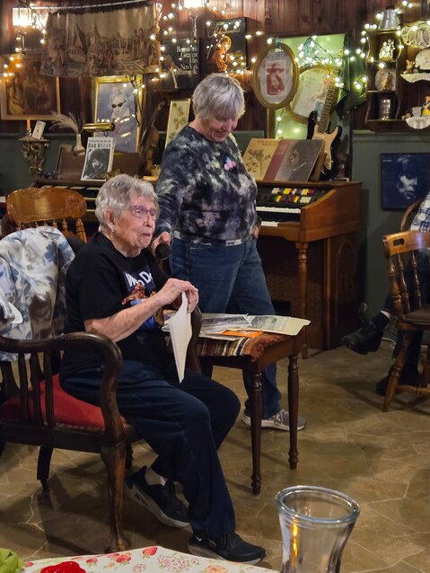 "Rosie the Riveter" Helen Leqve and her daughter, Karen Tracy, entertained the Dodge County Historical Society with memories of the work Helen did during World War II