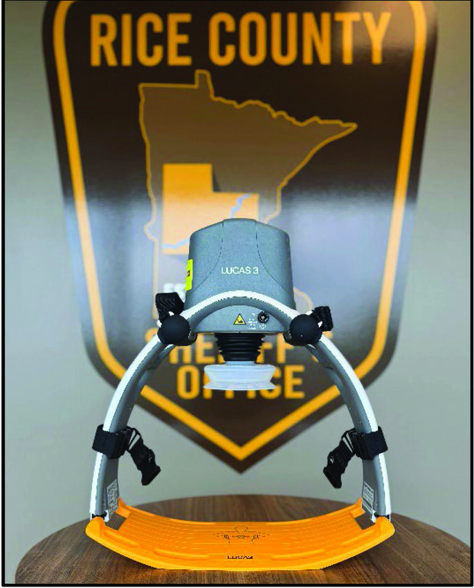 LUCAS, a device which provides high-quality chest compressions to people in cardiac arrest, was donated to the Sheriff’s Office from the University of Minnesota Center for Resuscitation Medicine. (Rice County photo)