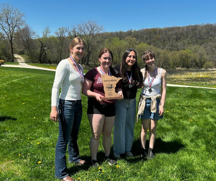 The Northfield High School State Envirothon Team with their 2nd place trophy at the Area VII Envirothon. They competed at the State Envirothon on May 19th, finishing in 7th place. From left to right: Mia Slagel, Ellie Capatina, Allison Mathews, and Merri Kmoch. Not pictured is Abigail Borgerding.