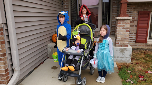 Mrs.Klug and her kids are ready to go trick or treating in 2024.
