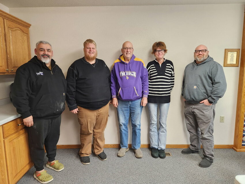 (L-R): Recently resigned mayor Ernie Valenzuela, Councilman Michael Brunkhorst, Joe Benda (resigning from council effective 12/31/25), Councilwoman Jeannine Nagel, acting mayor Chris Schmit.