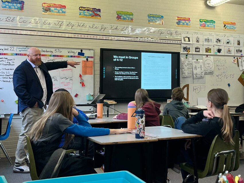 Jason Jonker presents information about a law and gospel approach to addiction recovery to students at St. John's Lutheran School in Red Wing.  He made additional presentations in West St. Paul and Goodhue in February.