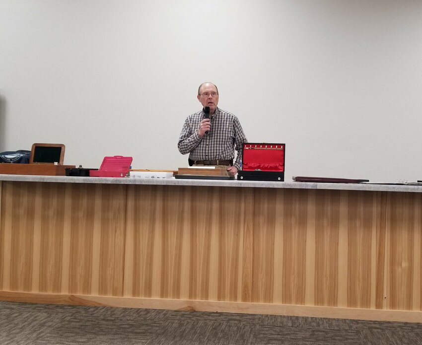 Pastor Randall Kuznicki gave a presentation on metal detecting and the history it uncovers at the Goodhue Area Historical Society annual meeting March 23rd.