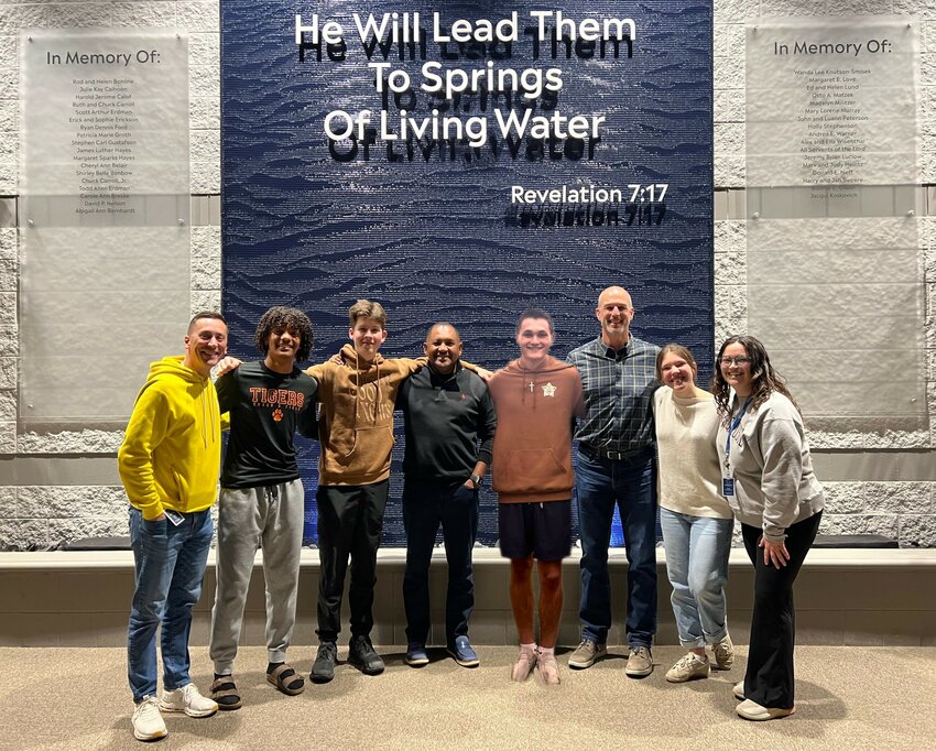 Hosanna&rsquo;s Ethiopia 2026 mission trip team. Pictured from left to right: Jeff Wright, Danuu Daka, Tyler Weeks, Dr. Gemechis Buba (mission host), Calvin Reichwald (photoshopped), Markus Rentschler, Kate Schwartz, and Erin Maroney.