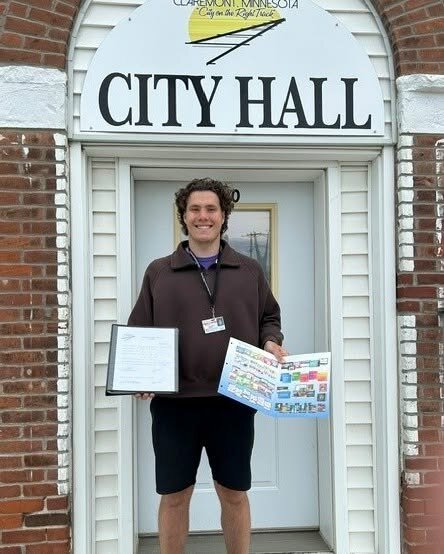 Artjom at the Claremont city hall.