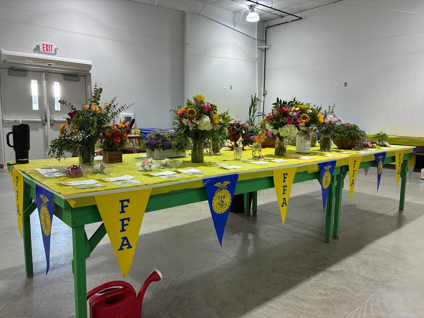 Floral projects exhibited by Triton and Kasson Mantorville FFA members at the 2026 Dodge County Fair