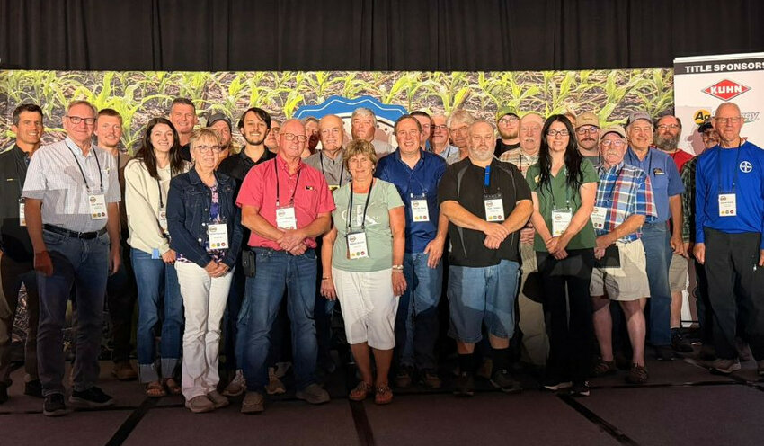 Southeast Minnesota farmers and agricultural professionals gathered for a group photo during the 2026 National Strip-Till Conference in Springfield, Illinois. The group traveled together as part of the Southeast MN Soil Health Bus Tour, a three-day educational and networking experience focused on soil health, strip-till and innovative agricultural practices.