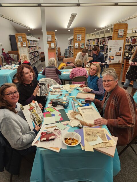 Attendees of Night at the Library craft while enjoying food, drinks and company. The Ruby Sisson Library Foundation and Friends announced a third round of the crafting event for March 9.
