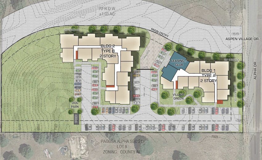 The approved planned development at 116 Alpha Drive will feature two two-story buildings with a total of 50 affordable apartment units. The development will also feature a clubhouse for residents to use with amenities such as a fitness room, green space and a dog park. Construction is expected to begin this summer.