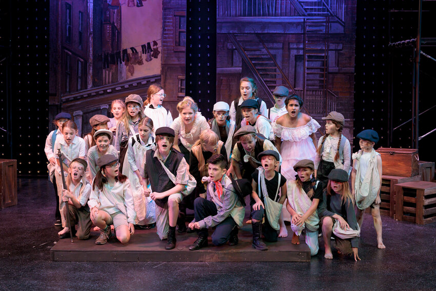 The 2023 cast of “Newsies Jr.” celebrates another successful youth theater camp production a joyful tradition continued this year with “James and the Giant Peach Jr.,” set to hit the stage July 12 and 13.